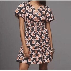 NWT Anthropologie The Somerset Mini Dress: Floral Navy/Pink sz Small